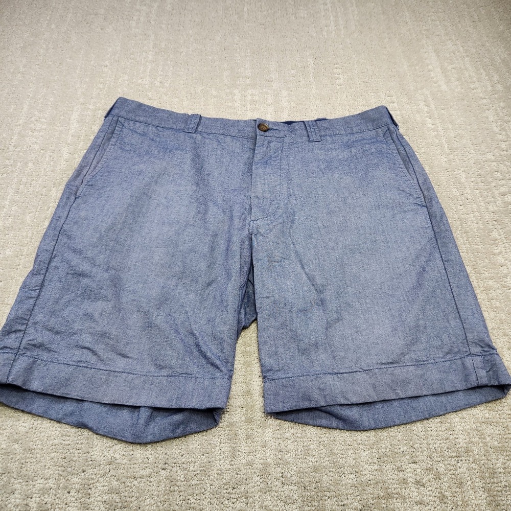 J Crew Chambray Shorts Men 35 Gramercy 8" Blue Minimal Quiet Luxury